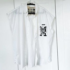 Rare! Miu Miu Short Sleeve Poplin Shirt with Letter M patch